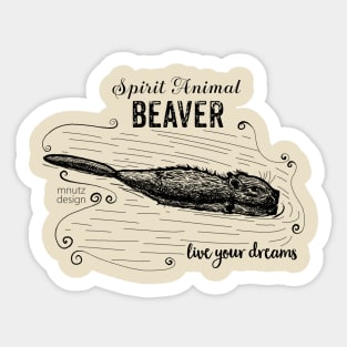 Spirit animal Beaver black Sticker